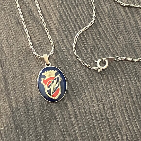 VINTAGE FORD GHIA FIESTA EMBLEM NECKLACE - Picture 1 of 7